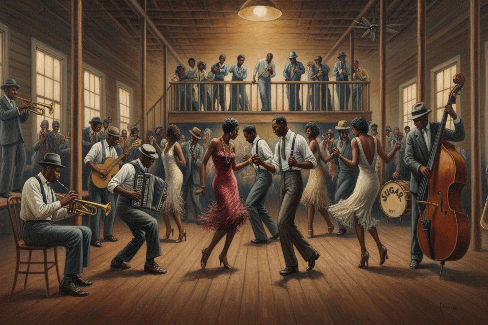 1920s Jazz Dance Hall Canvas Art 24x36 African American Music Print 1920s Jazz Dance Hall Canvas Art 24x36 African American Music Print
