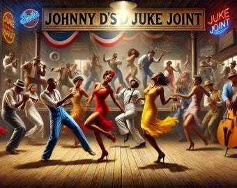 Harlem Renaissance Juke Joint Canvas Print: Vintage Jazz Art (36x24)