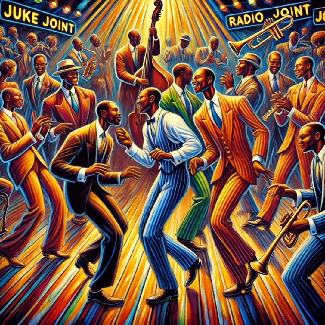 24x36 Canvas No Frame Vibrant Black Joy an African American Juke