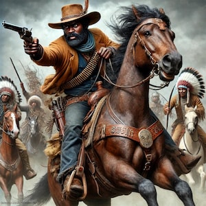 36x 24 Leinwand fertig zum Aufhängen Wilder Westen Cowboy Leinwand - Schwarze Rancher Wand Kunst -Western Dekor - Afroamerikanische Geschichte Geschenk