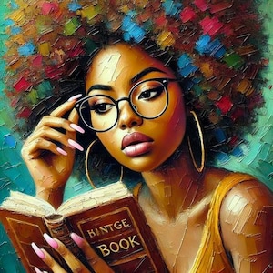 Black woman Reading Poster, Black girl Poster, Black woman wall art, Black wall art, African woman art, black girl wall art, black art print
