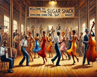 Black African American Art Juke Joint Dancing After Dark