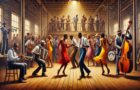 1920s Juke Joint Art Print: African American Jazz Dance Hall
