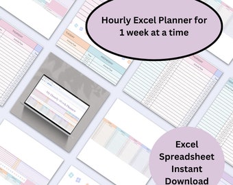 Planner Excel, Digital Planner Excel, Weekly Planner Excel, Task Planner Excel, Excel Weekly Planner