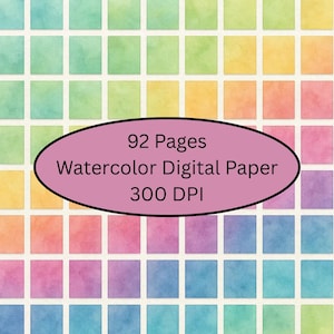 92 Watercolor Texture Digital Papers 300dpi, Commercial Use Instant Download Watercolour Digital Paper Pack