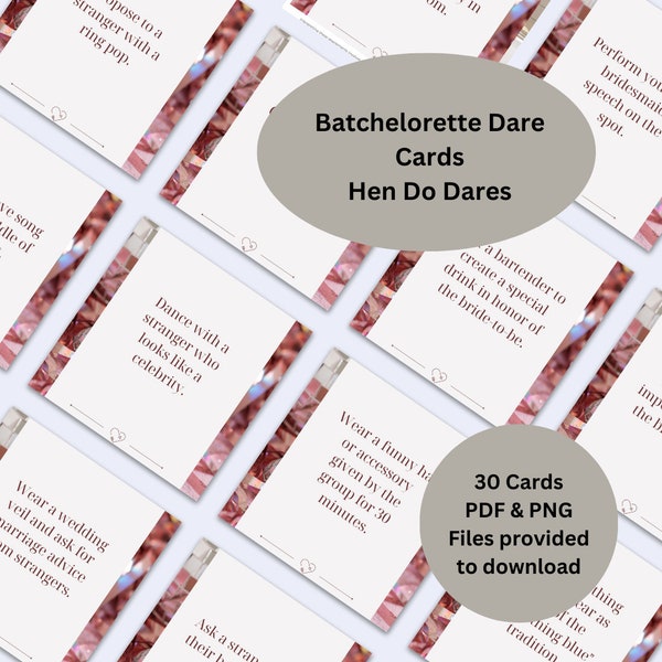 Bachelorette Party Dare Cards, Dare Cards Bachelorette, Hen Night Games, Hens Night, Stag Do Dares, Brides Squad