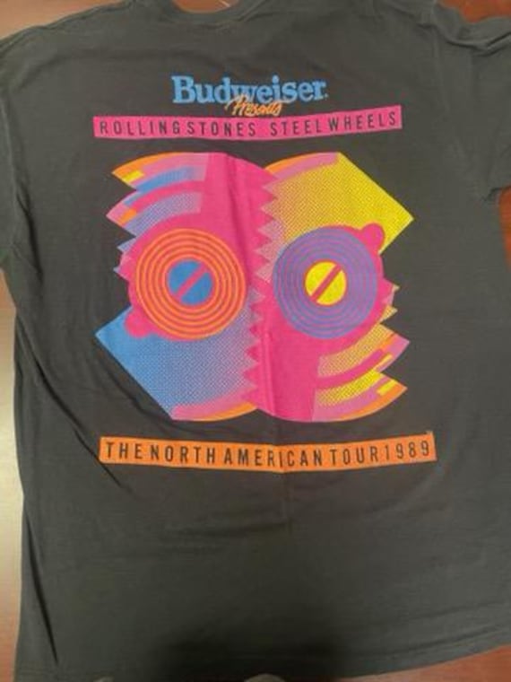 Rolling Stones Steel Wheels Vintage 1989 Tour T Shirt Budweiser