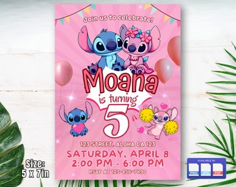 Stitch Birthday Invitation, Stitch Birthday Party Digital Invitation, Stitch Kids Birthday Card, Digital Download, Editable Template