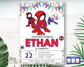 Spidey and Friends Invitation, Spider-man Birthday Party, Spiderman and His Amazing Friends, Digital Birthday Invitation, Canva Template