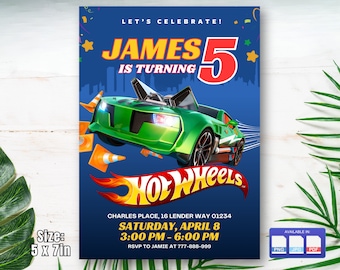 Invitación de coches de carreras, invitación digital para fiesta de cumpleaños de coches de carreras, coches geniales, tarjeta de cumpleaños infantil, descarga digital, plantilla editable