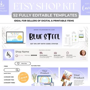 Etsy Shop Branding Kit for Digital and Printable Products, Editable Canva Mockups for Etsy Listing, Etsy Image Mockups, Etsy Shop Bundle