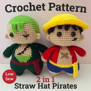 Crochet Pattern | Straw Hat Pirates | 2-in-1 Low-Sew Pattern | Amigurumi