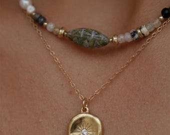 Natural Stone Necklace for Women Pearl – 18K Gold Plated, Gift for Her【XL17】