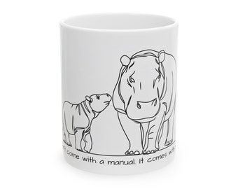 Mother's Day Mug: Charming Hippo Design for Mom, 11oz