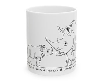Mother's Day Mug: Charming Rhino Design for Mom, 11oz