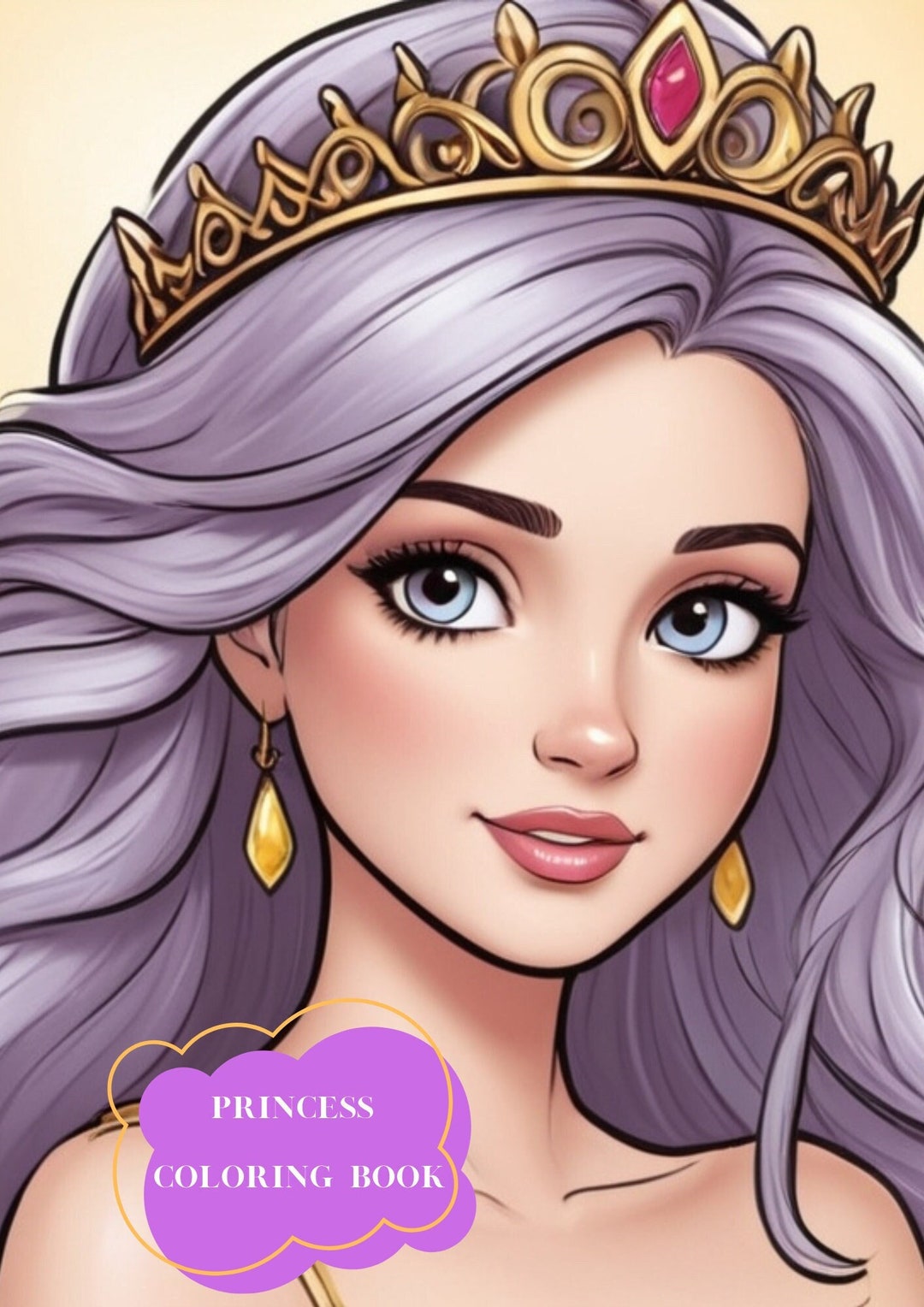 Princess Coloring Book, 60 Printable Pages Etsy