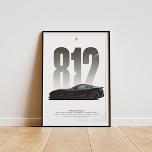 Ferrari 812 Superfast Poster | Supercar Wall Art | Luxury Print | Modern Ferrari Decor | Gift for Car Fans | Custom Car Design