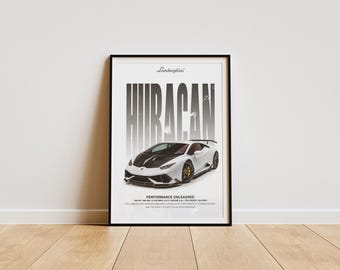 ランボルギーニ ウラカン ペルフォルマンテ アート プリント: スーパーカー ポスター (デジタル ダウンロード)