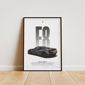 Ferrari F8 Poster | Supercar Wall Art | Luxury Print | Modern Ferrari Decor | Gift for Car Lovers | Custom Car Artwork | Custom Car Design