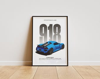 ポルシェ 918 スパイダー ポスター：スーパーカー ウォールアート（デジタルダウンロード）