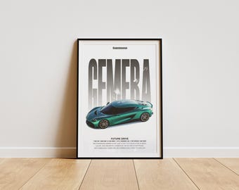 ケーニグセグ ジェメラ スーパーカーポスター | 自動車ウォールアート（デジタルダウンロード）