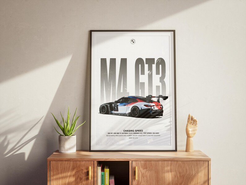 BMW M4 GT3 Poster Iconic Race Car Art Modern Supercar Wall Art Luxury ...