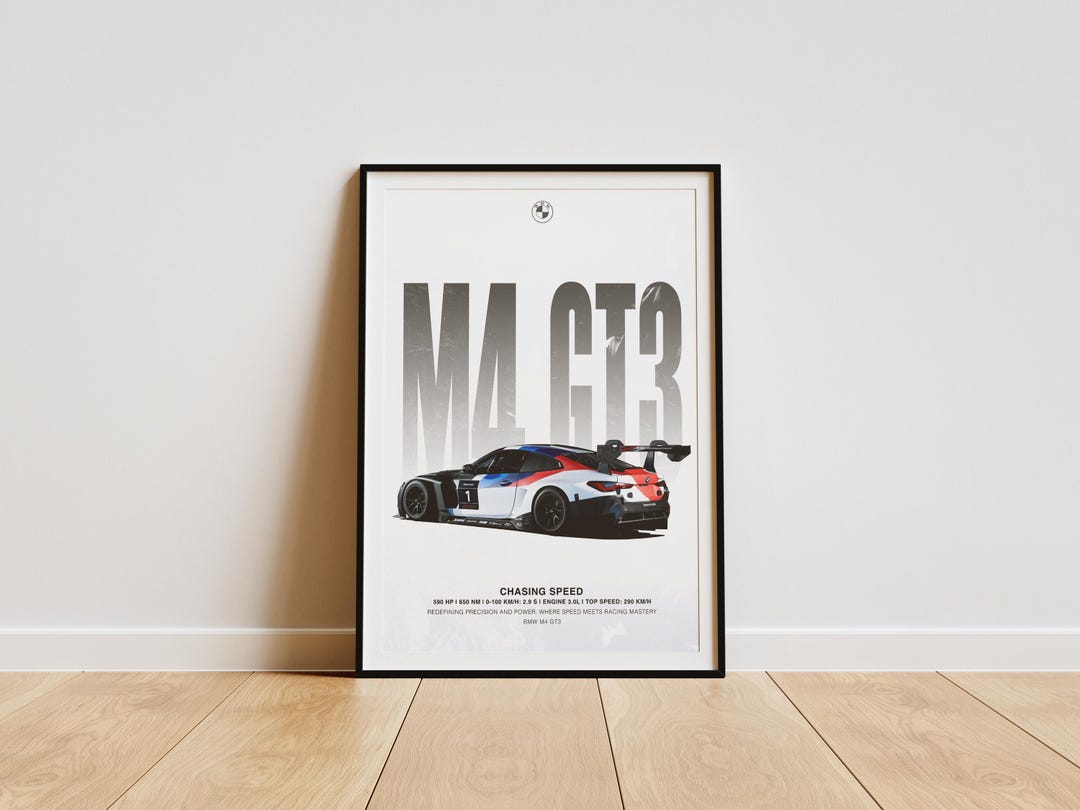 BMW M4 GT3 Poster Iconic Race Car Art Modern Supercar Wall Art Luxury ...