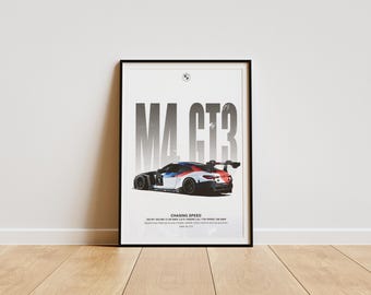 BMW M4 GT3 ポスター：モダン レースカー アート（デジタル ダウンロード）