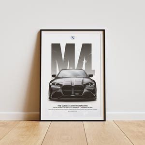 Póster de BMW M4 Competition G82 / Impresión de coche deportivo negro / Arte mural de superdeportivo / Decoración automotriz moderna / Decoración de hogar con coches de lujo