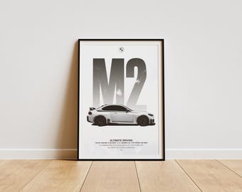 BMW M2 G87 ポスター：ブラックスポーツカーアート（デジタルダウンロード）