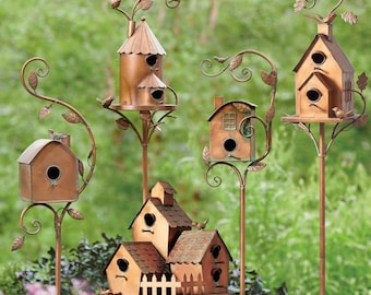 Exquisite Metal Bird House metal bird's nest bird feeder unique design Garden Yard Standing Bird Feeder