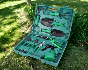 Garden Tool Set 10pc Garden Tool Kit with Organiser Case Heavy Duty Gardening Work Set