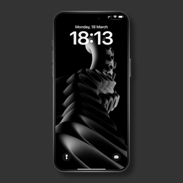 Phone Wallpaper of Black Octopus Tentacle on Dark Background, Black and White, Monochrome, Low Key Moody Tone, Abstract Monster Animal Hand