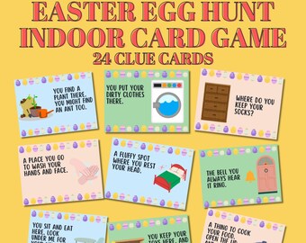 Easter Egg Indoor Hunt Card Game|Homeschool|Scavenger Hunt|Treasure|Child book|Printable Clue Card Kids|Busy|Ebook|Easter Activity|Preschool