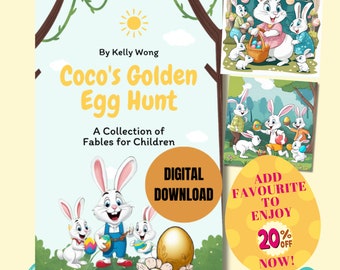 Easter Children Digital Book: Coco's Golden Egg Hunt|Rabbit|Busy|Animal Adventure|Story Book|Printable E Book|Kids book|Child books