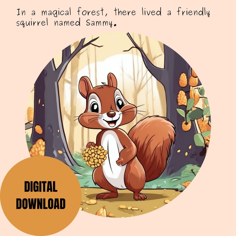 Empower Kids: The Foodie Adventure of Sammy the Squirrel Child Digital Story book Printable Kid Toddler E-book Animal Child books zdjęcie 2