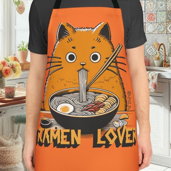 Cat Ramen Lover Apron | Fun and Functional 5-Color Straps (AOP)