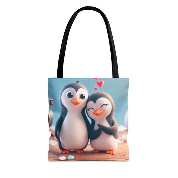 Stylish Eco Friendly Tote Bag, Spacious, Durable, Ideal for Shopping, Travel Fashionable, Functional, Shop Now, love, penguins