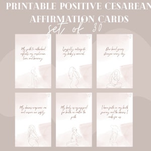 30 affirmations pour une césarienne - Cartes numériques d'affirmation de grossesse - Césarienne
