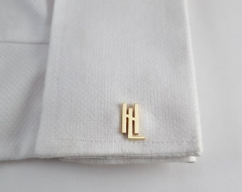 Custom Thin Initials Cufflinks - Personalized Groomsmen Gifts for Wedding & Father's Day - Valentine's Day and Groom Wedding Accessories