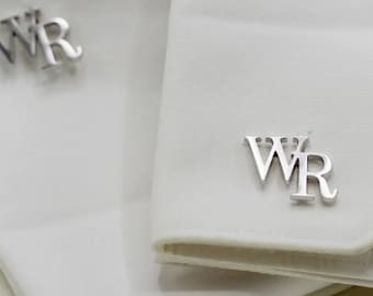 Boutons De Manchette Argent Massif .925 Monogramme – Personnalisables, Ovale, Neuf Avec étiquettes