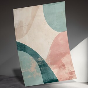 Póster de arte abstracto, arte mural moderno, decoración contemporánea del hogar, impresión minimalista, formas geométricas, arte mural grande, estilo de mediados de siglo