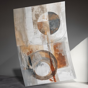 Póster de arte abstracto, decoración de pared moderna, impresión contemporánea, diseño geométrico, arte de oficina en casa, decoración de sala de estar, póster de tonos neutros