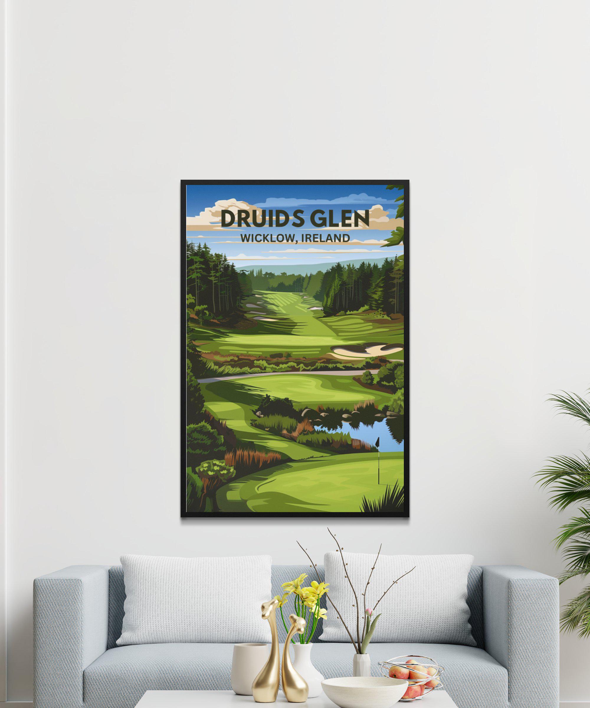 Golf Course Illustration, Scenic Golf Course Art, Wicklow Ireland Print Golf Course Illustration, Scenic Golf Course Art, Wicklow Ireland Print