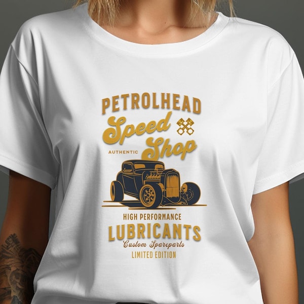 T-shirt vintage Hot Rod Speed Shop, T-shirt graphique automobile classique, Authentique haute performance, T-shirt en édition limitée pour les amateurs de voitures