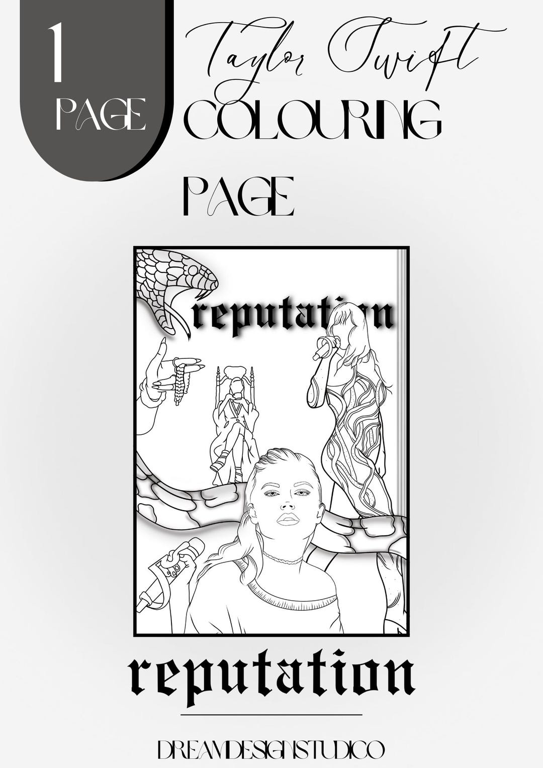 REPUTATION TAYLOR SWIFT Colouring Page