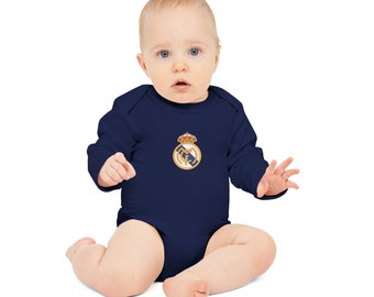 Organische babyromper met lange mouwen en REAL MADRID-logo