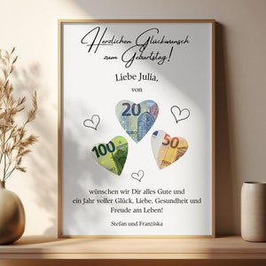 Personalized birthday gift money gift hearts personal gifts picture birthday gift individual money gift