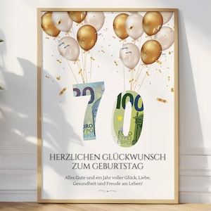 Geldgeschenk 70. Geburtstag | kreatives Geschenk für Papa Mama Oma Opa | Happy Birthday 70 | DIY Geldgeschenk basteln | Luftballons | A4