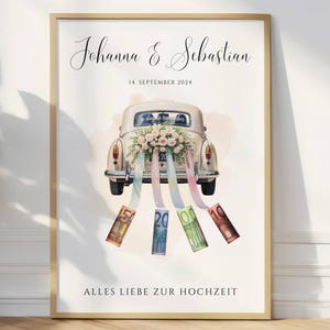 Hochzeitsgeschenk | Geldgeschenk Hochzeit | Hochzeitsauto Geld | DIY personalisierbares Geschenk für das Brautpaar | Digitaler Download A4